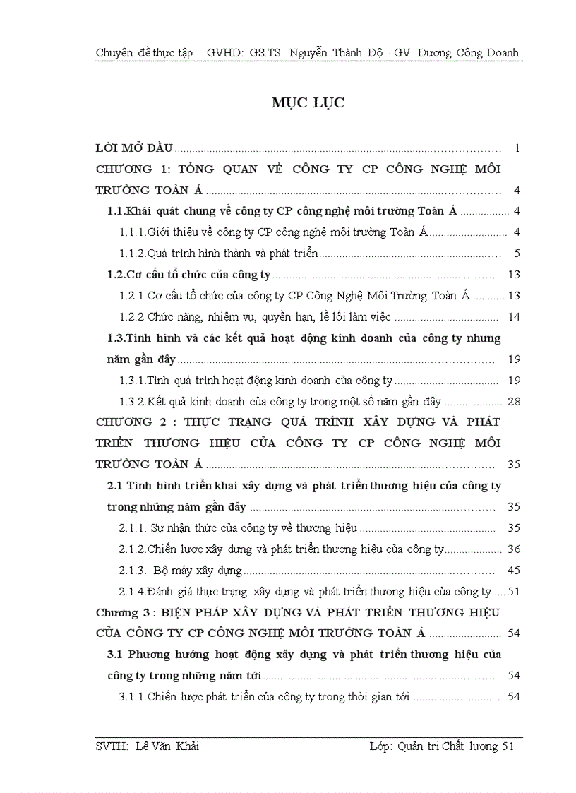 Xây dựng và phát triển thương hiệu Công Ty CP Công Nghệ Môi Trường Toàn Á