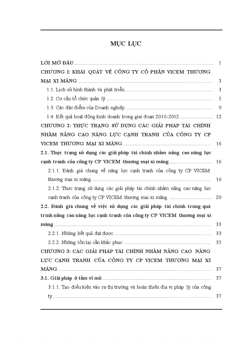Giải pháp tài chính nhằm nâng cao năng lực cạnh tranh của công ty CP VICEM thương mại xi măng