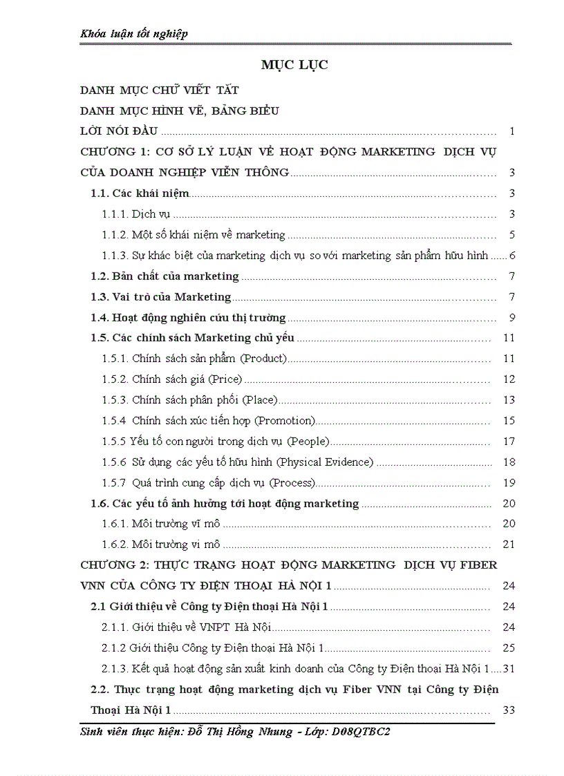 Giải pháp hoàn thiện hoạt động Marketing dịch vụ Fiber VNN tại công ty Điện thoại Hà Nội