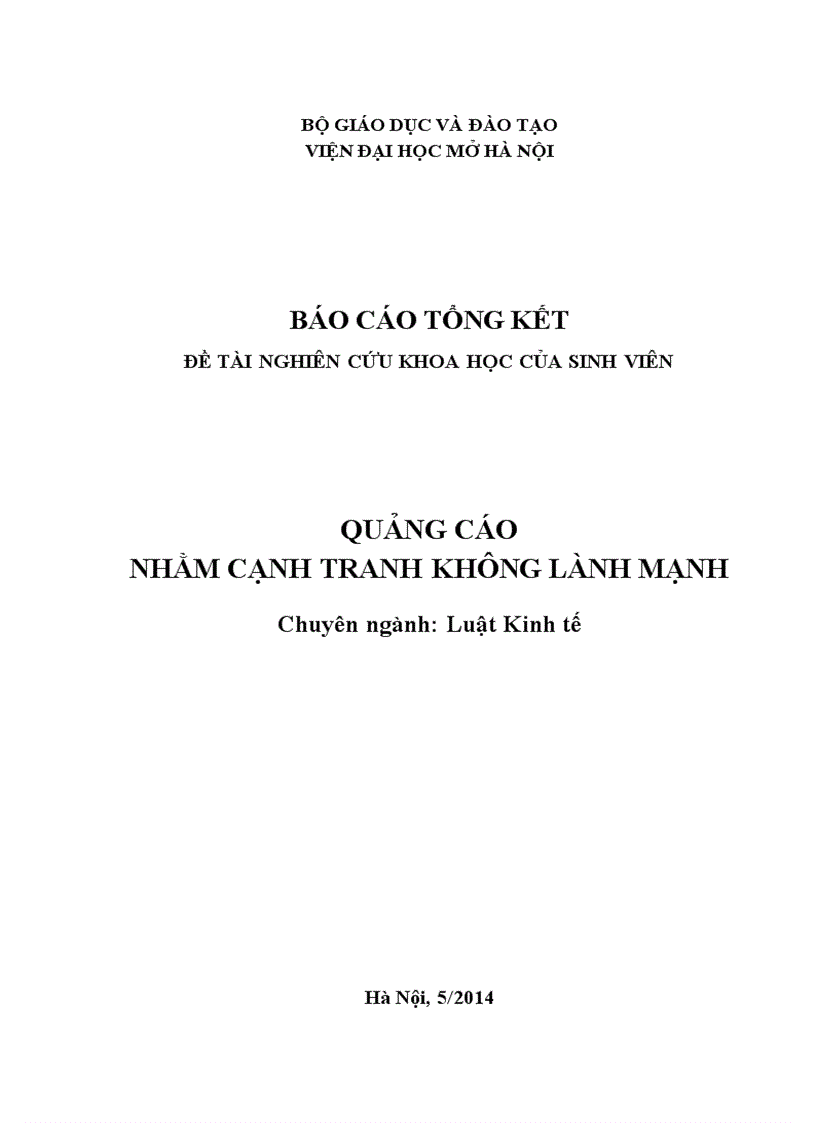 Quảng cáo nhằm cạnh tranh không lành mạnh