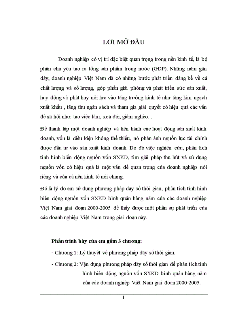 Phân tích tình hình biến động nguồn vốn sản xuất kinh doanh bình quân hằng năm của các doanh nghiệp Việt Nam giai đoạn 2000 - 2005