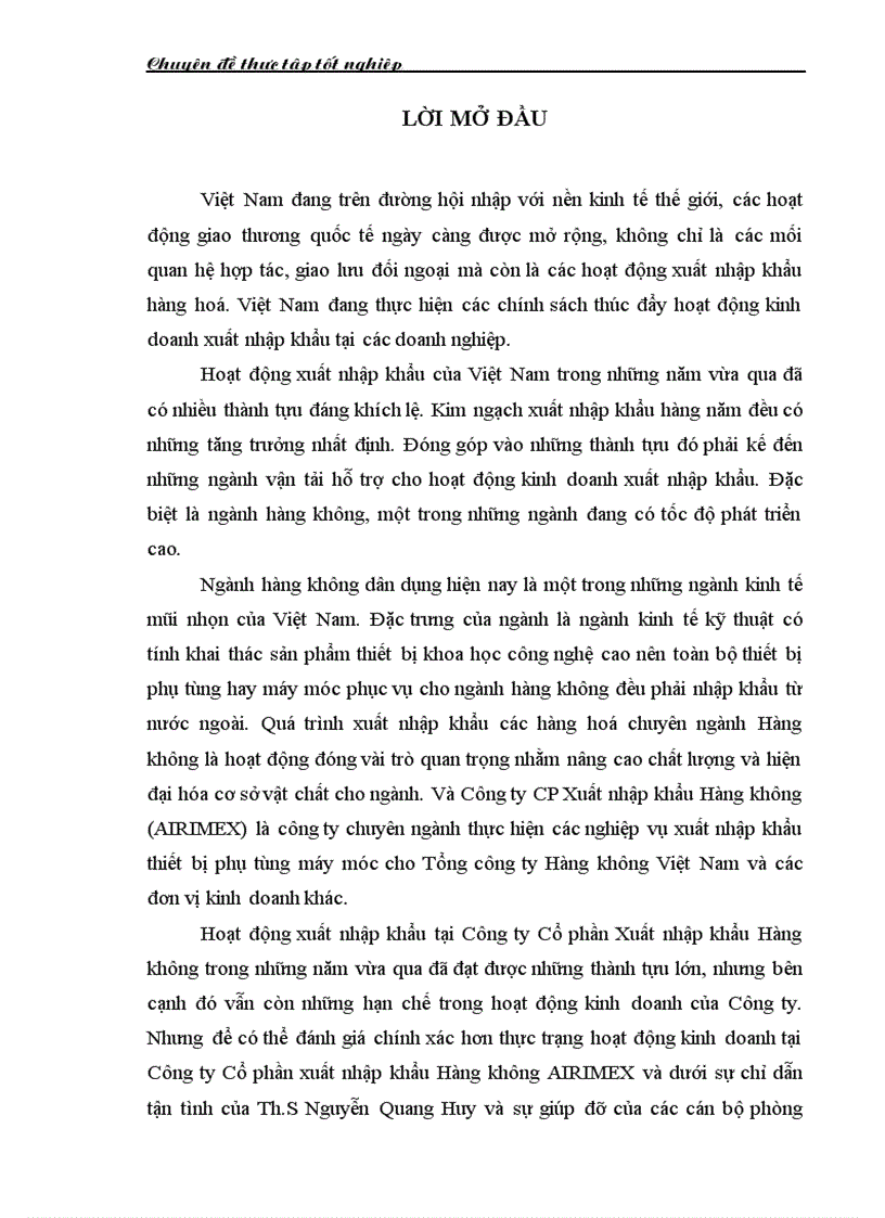 Hoạt động nhập khẩu máy móc thiết bị hàng không tại Công ty Cổ phần Xuất khẩu Hàng không - Thực trạng và giải pháp
