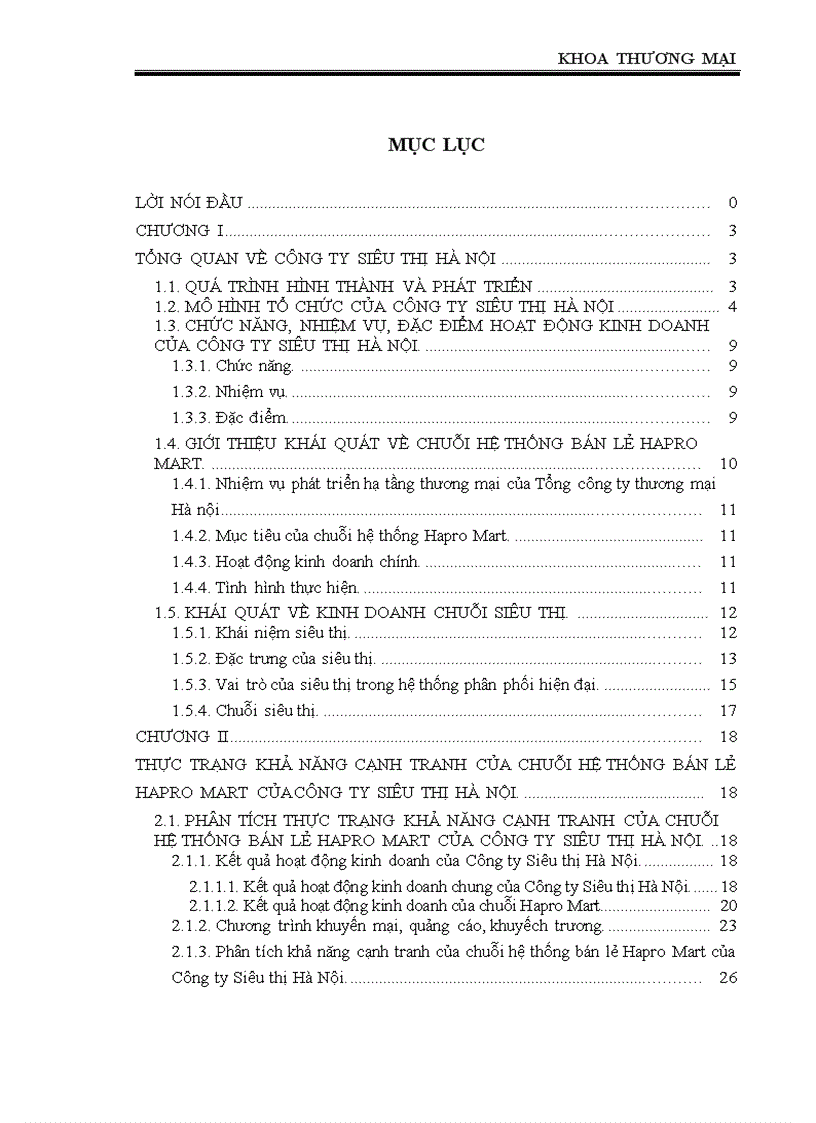 Một số giải pháp nâng cao khả năng cạnh tranh chuỗi hệ thống bán lẻ Hapro Mart trên địa bàn Thủ đô của Công ty Siêu thị Hà Nội