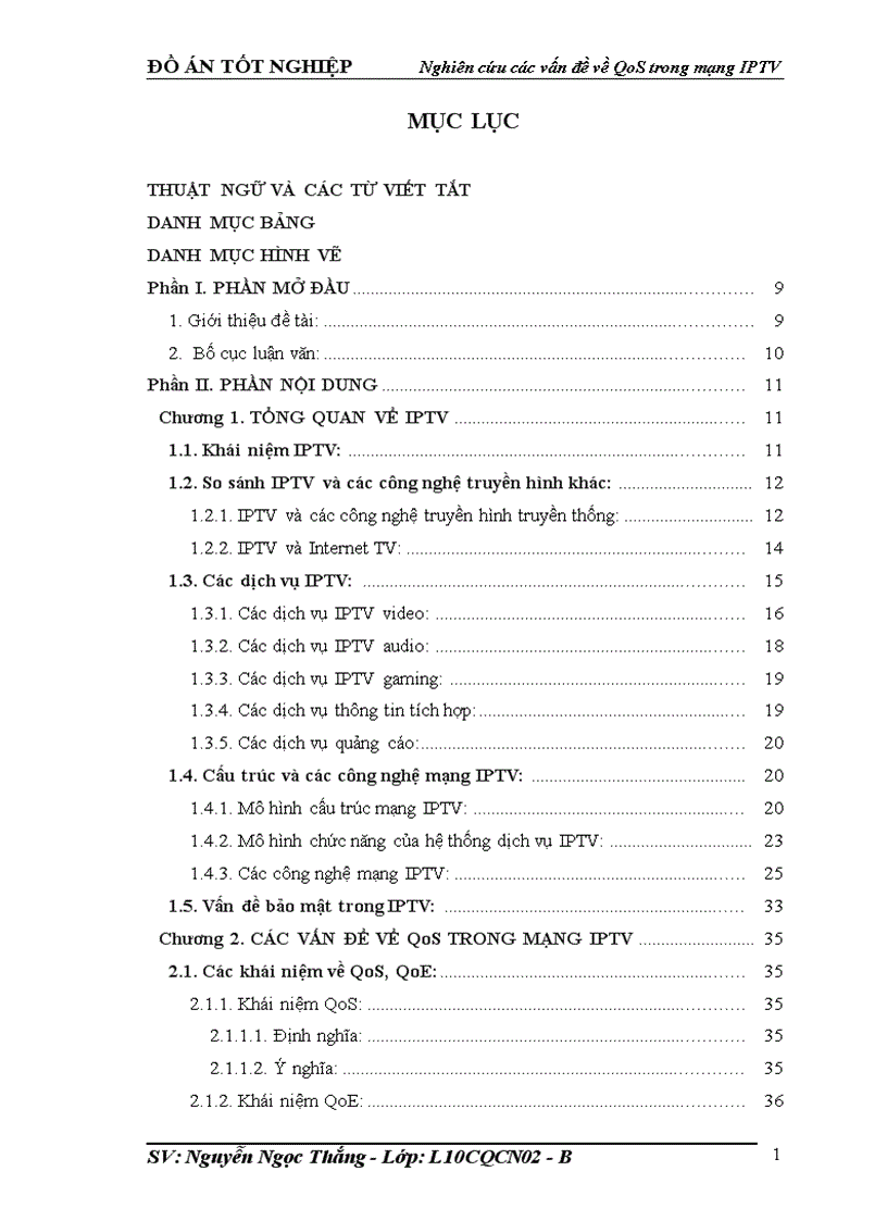 Nghiên cứu các vấn đề về QoS trong mạng IPTV