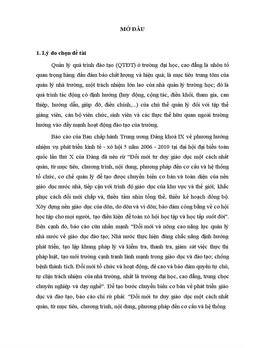 Biện pháp quản lý quá trình đào tạo tại khoa Khoa Công nghệ hoá học trường Đại học Bách Khoa Hà Nội 1