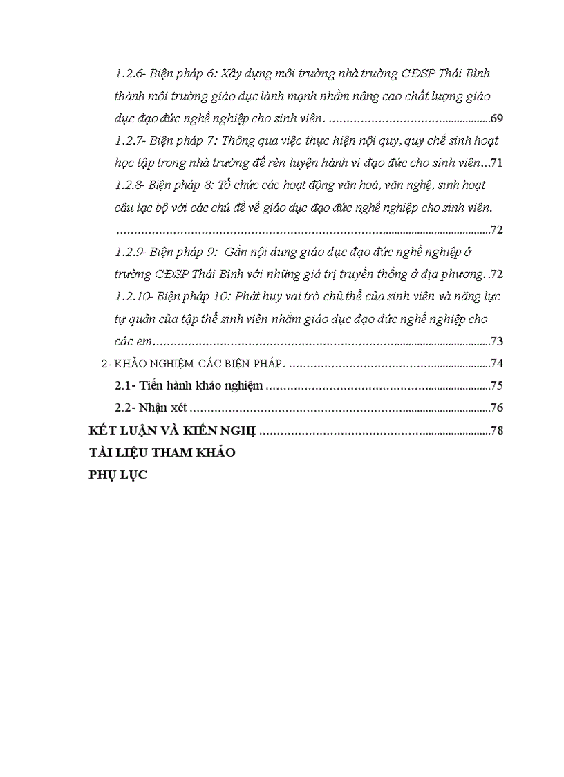 Biện pháp giáo dục đạo đức nghề nghiệp cho sinh viên trường Cao Đẳng Sư Phạm Thái Bình