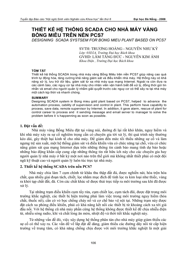 Thiết kế hệ thống scada cho nhà máy vàng bồng miêu trên nền pcs7
