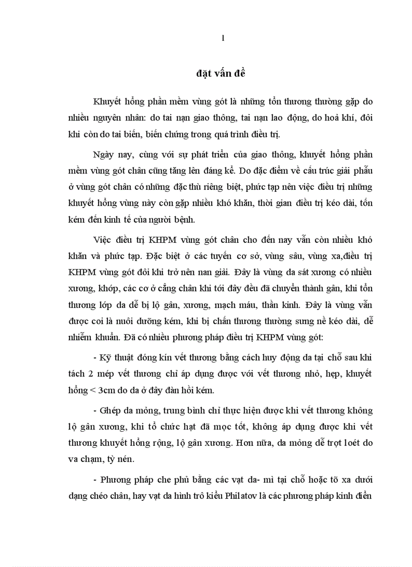 Đề cương luận văn thạc sĩ Đánh giá kết quả phẫu thuật chuyển vạt da cân gan chân trong điều trị khuyết hổng phần mềm vùng gót tại bệnh viện hữu nghị Việt Đức