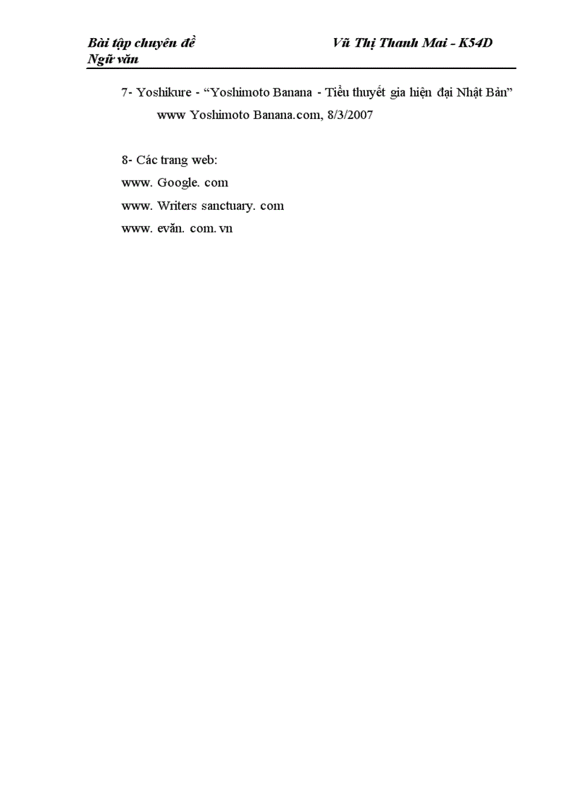 Nghiên cứu tác giả Yoshimoto Banana