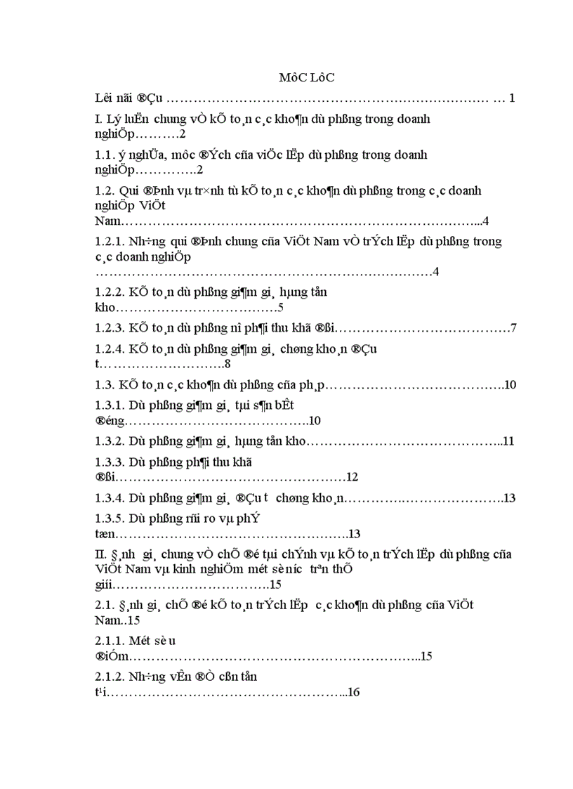 Phân tích các khoản dự phòng trong doanh nghiệp