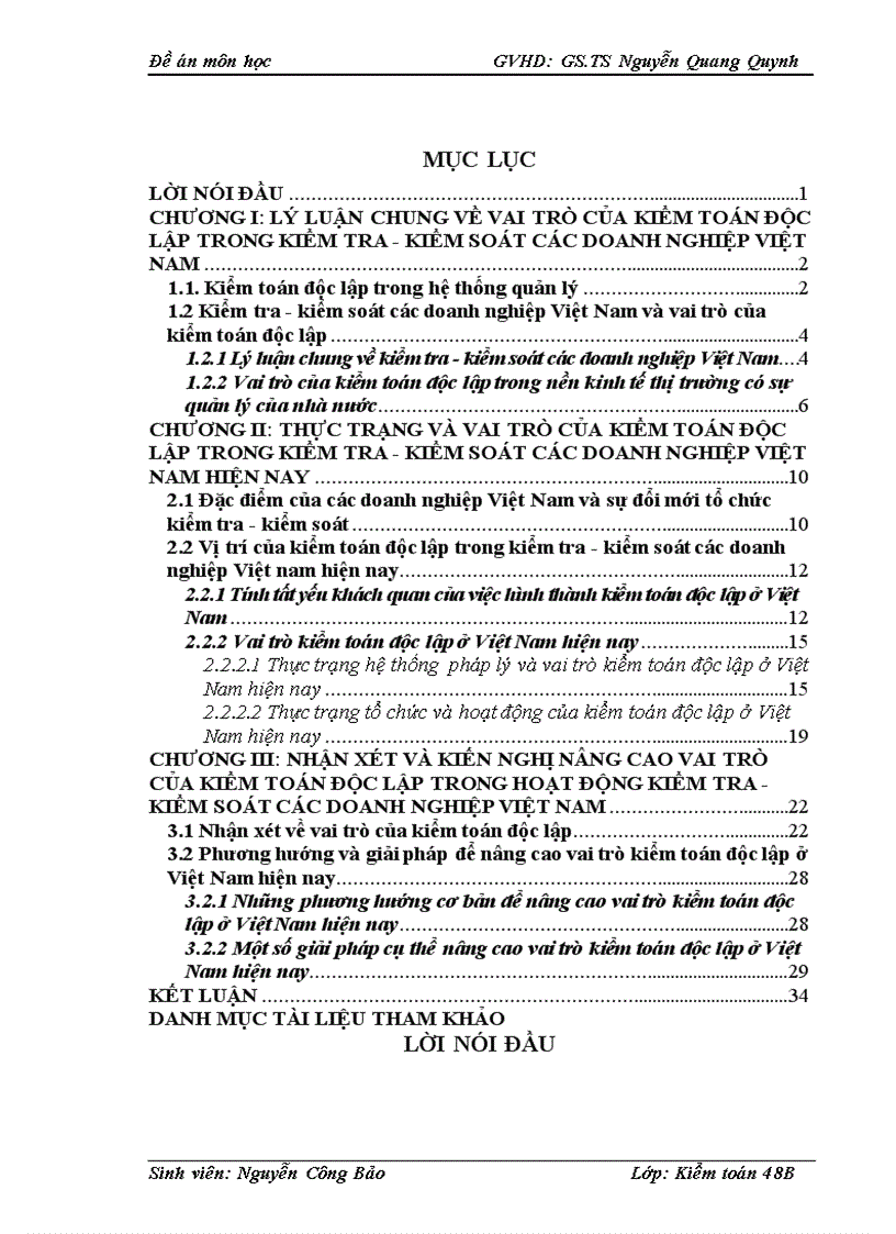 Vai trò của kiểm toán độc lập trong kiểm tra - kiểm soát các doanh nghiệp Việt Nam