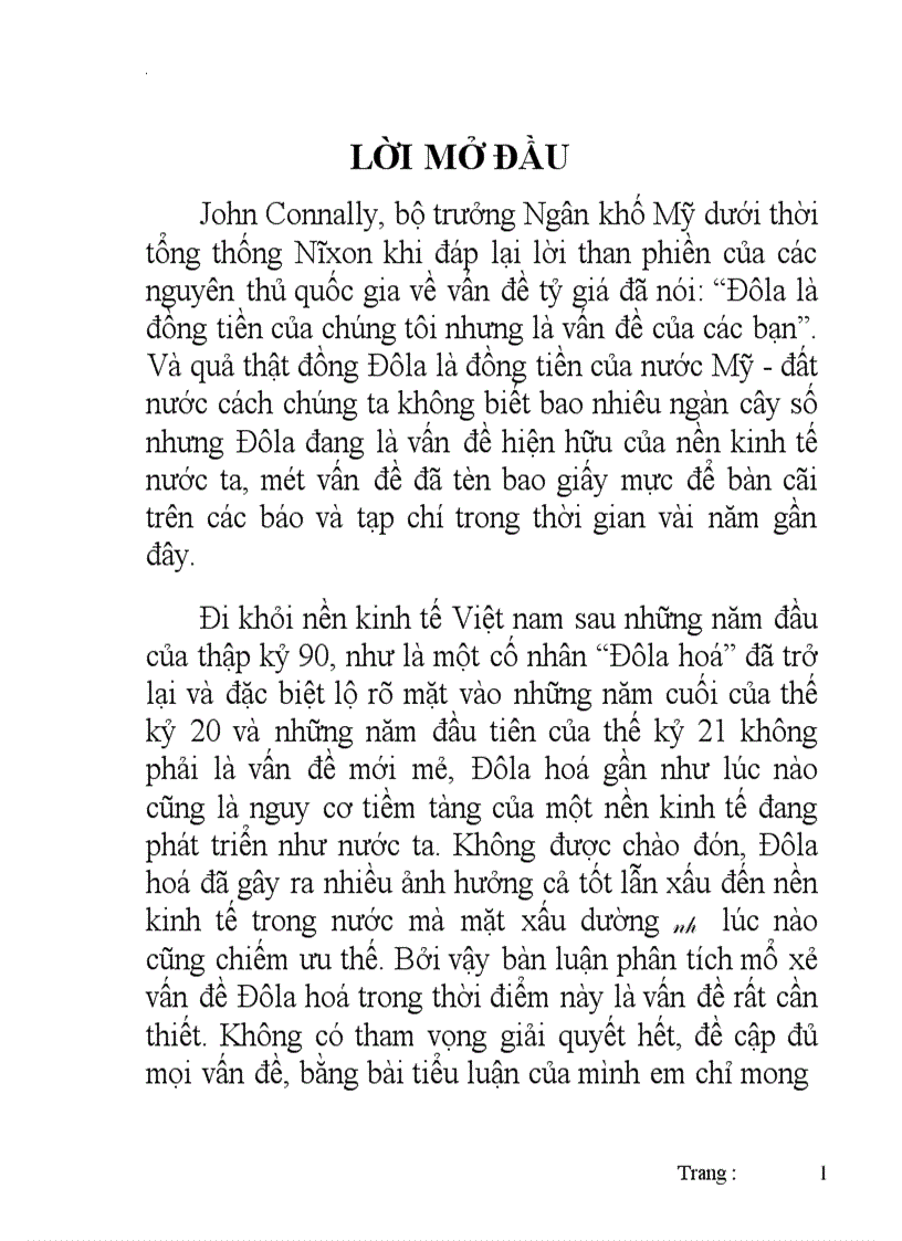 Tình trạng đô la hoá tại Việt Nam