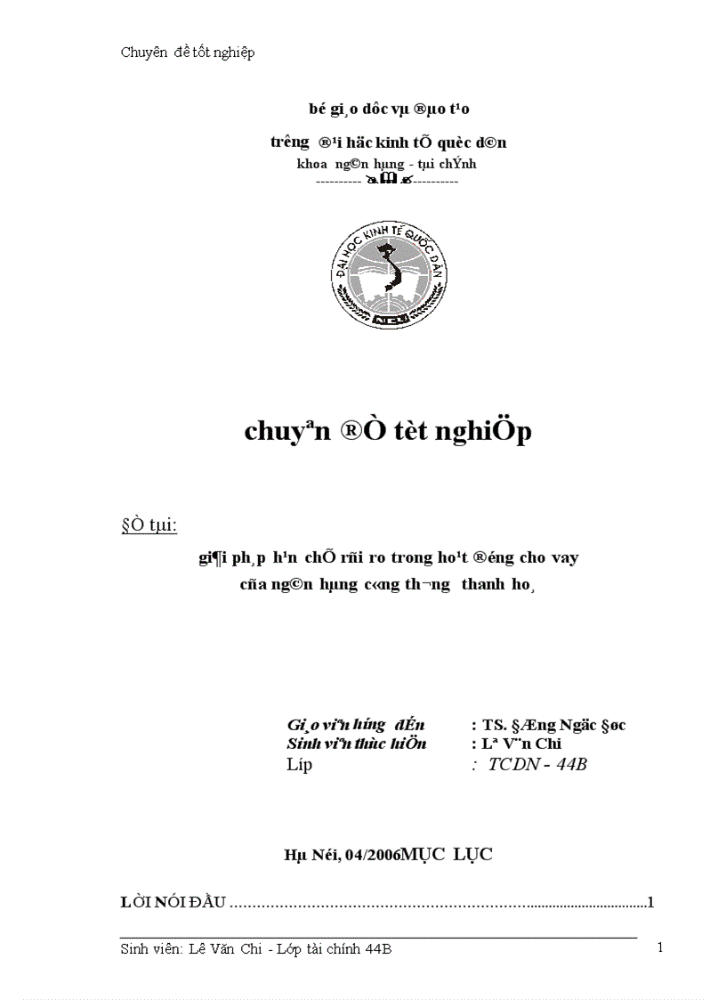 Giải phỏp hạn chế rủi ro trong hoạt động cho vay của Ngõn hàng cụng thương Thanh Hoỏ