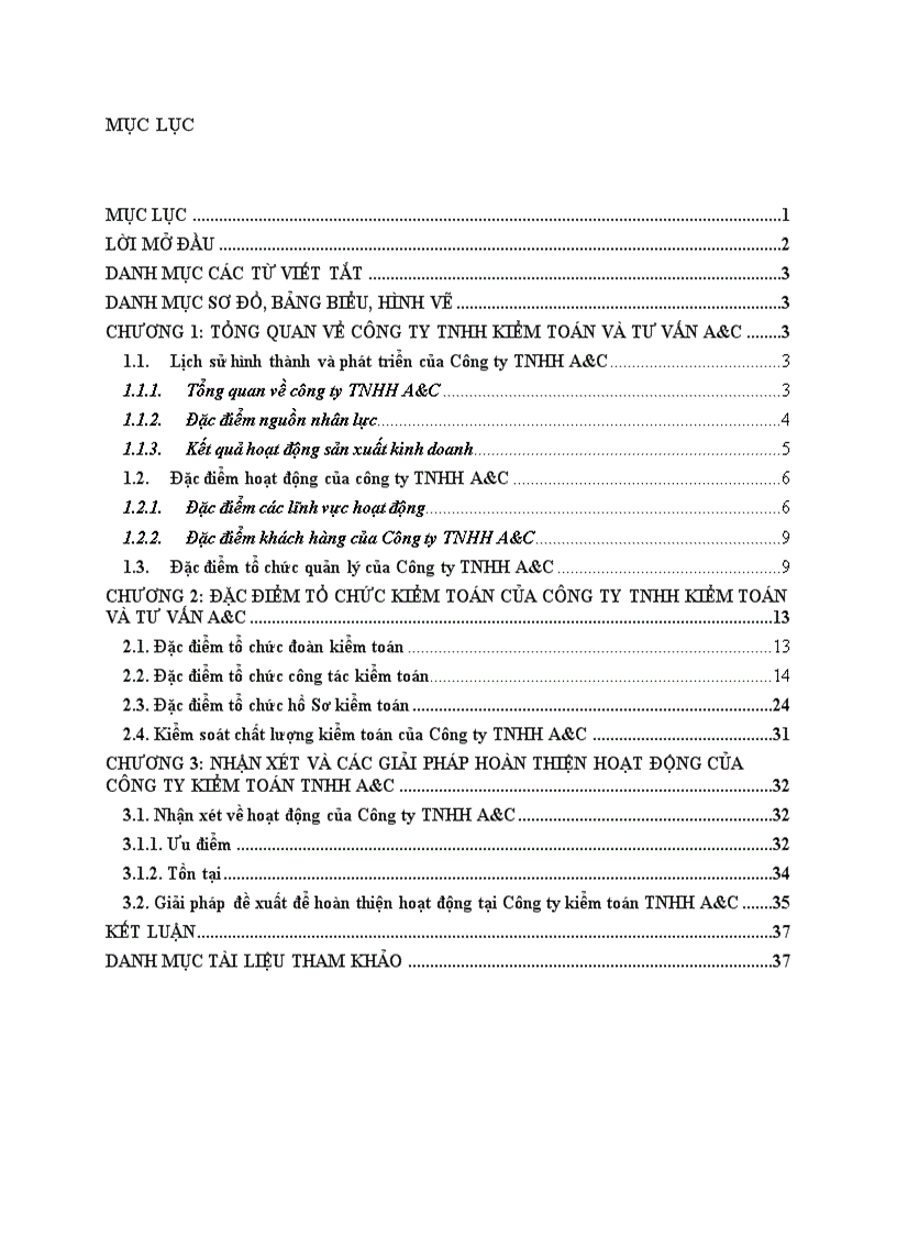 Công tác tổ chức kiểm toán của công ty TNHH KIỂM TOÁN VÀ TƯ VẤN A&C
