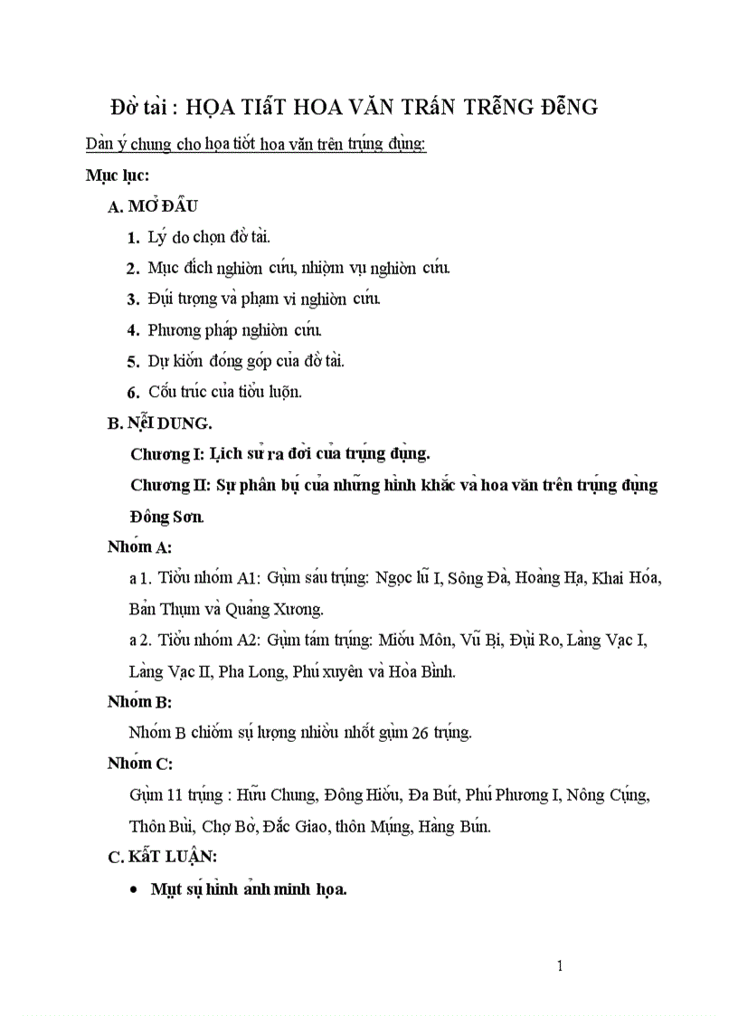 Ho a tiê t hoa văn trên trô ng đô ng