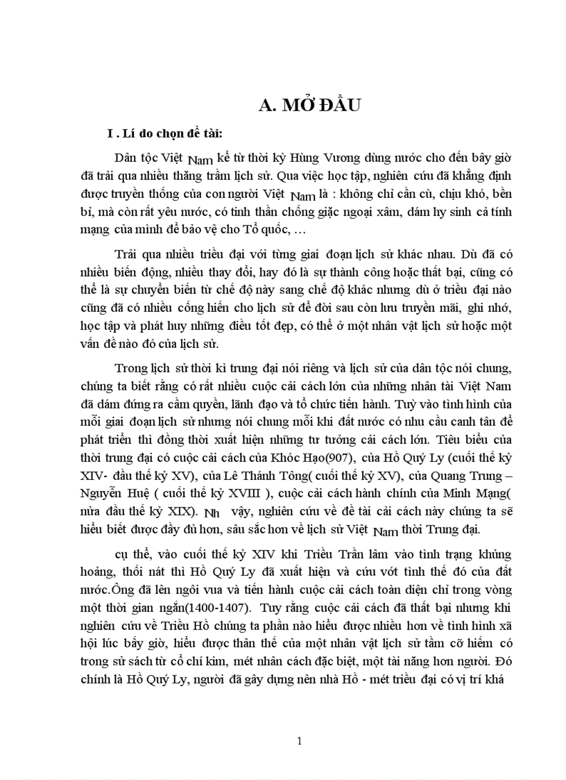 Đánh giá về Hồ Quý Ly và cuộc cải cách 1