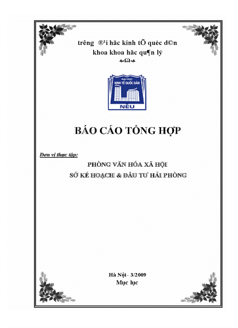 Báo cáo thực tập tại sở kế hoạch và đầu tư thành phố Hải Phòng.