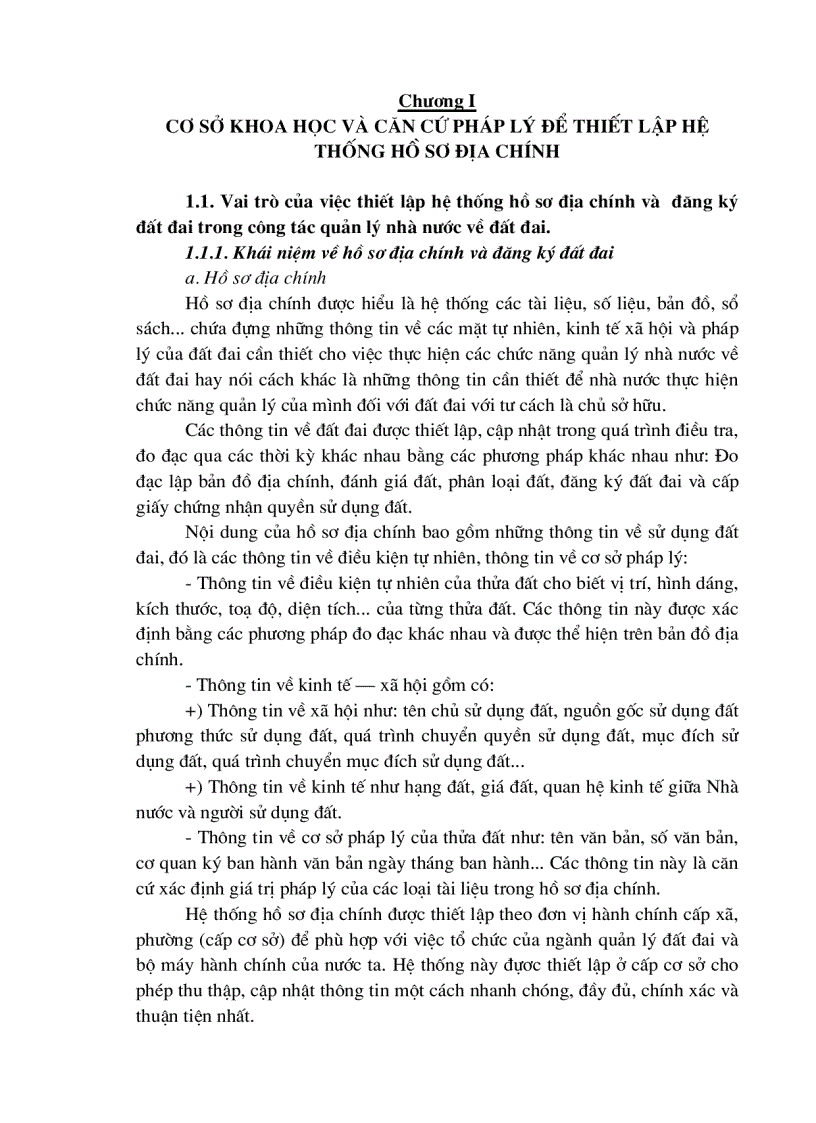 Cơ sở khoa học và căn cứ pháp lý để thiết lập hệ thống hồ sơ địa chính