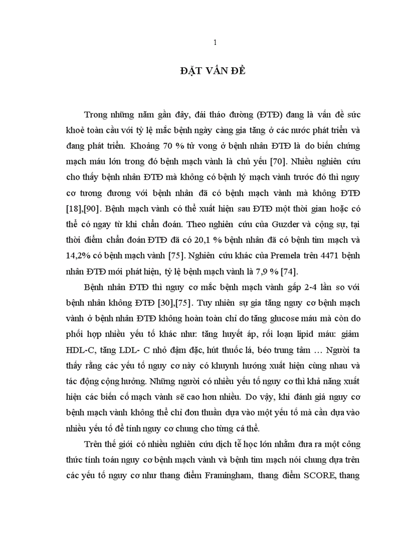 Nghiên cứu vai trò của thang điểm Framingham trong đánh giá nguy cơ bệnh mạch vành ở bệnh nhân đái tháo đường týp 2