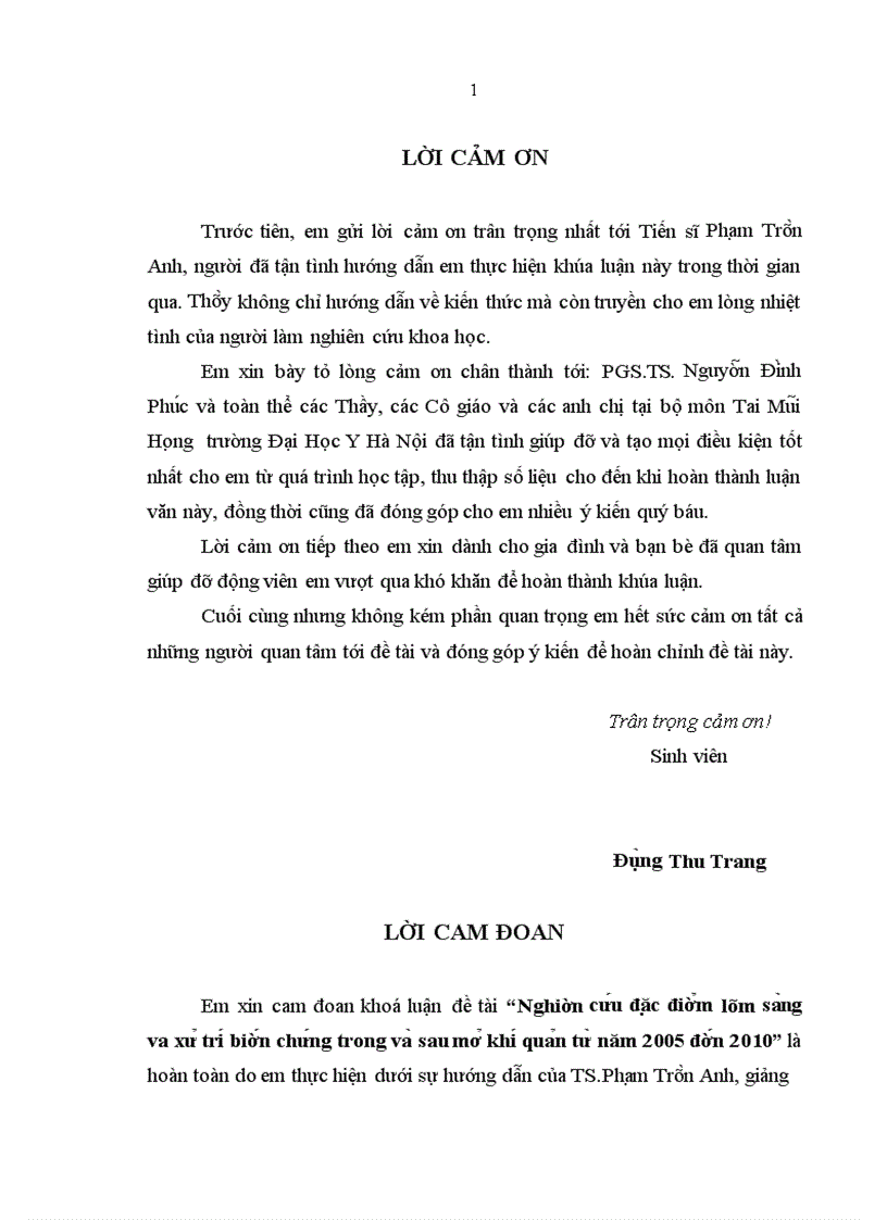 Nghiên cư u đă c điê m lâm sa ng va xư tri biê n chư ng trong va sau mơ khi qua n tư năm 2005 đê n 2010