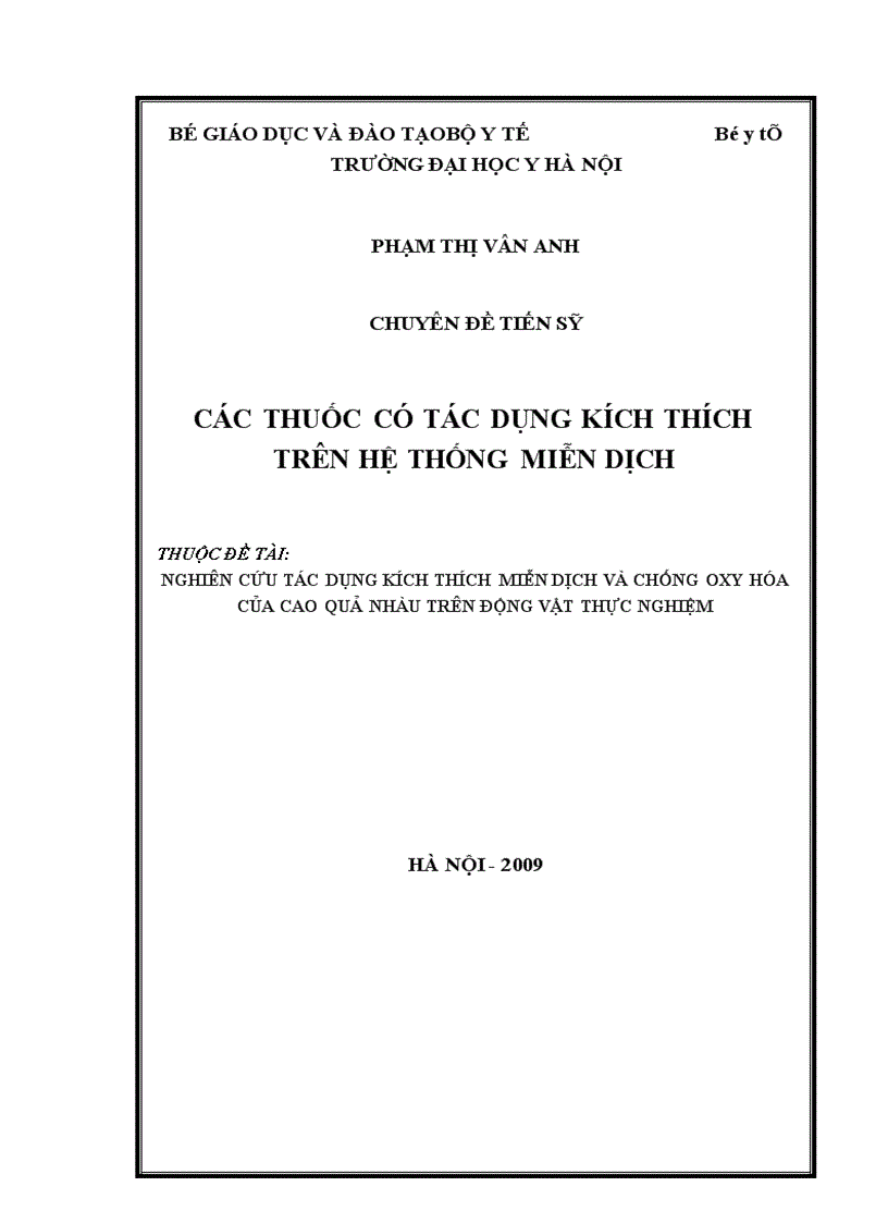 Chuyên đề tiến sỹ Các thuốc có tác dụng kích thích trên hệ thống miễn dịch