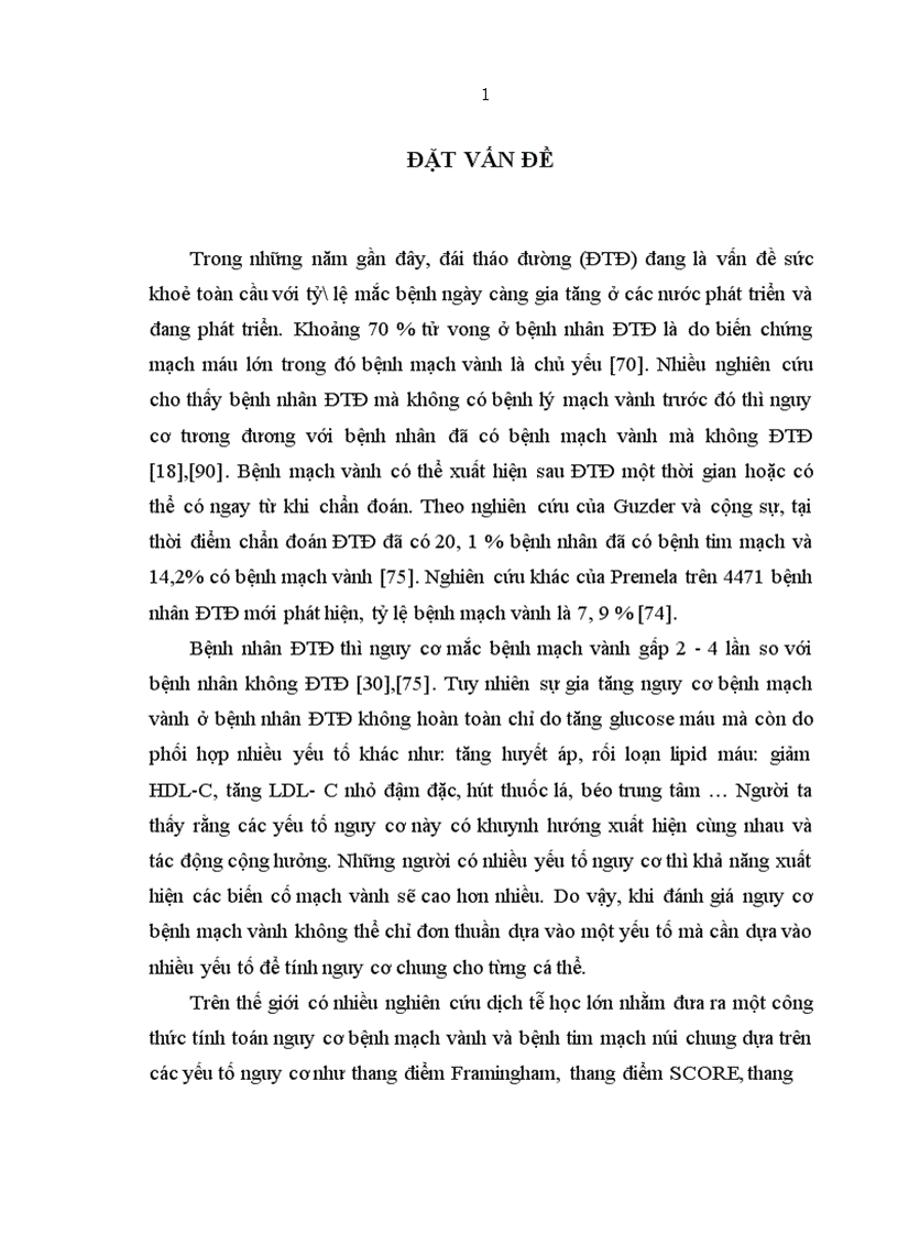 Nghiên cứu vai trò của thang điểm Framingham trong đánh giá nguy cơ bệnh mạch vành ở bệnh nhân đái tháo đường týp 2 1