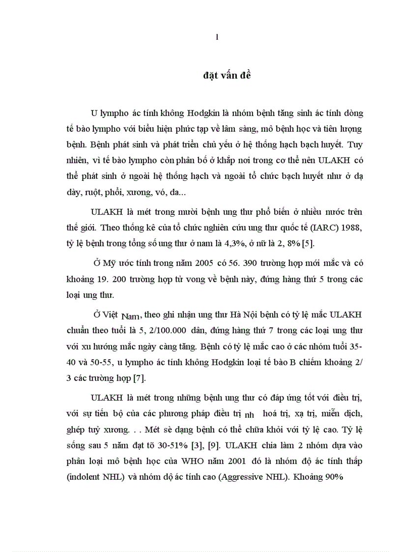 Nghiên cứu chẩn đoán và điều trị U lympho ác tính không Hodgkin tại bệnh viện K Hà Nội từ 1982 1993