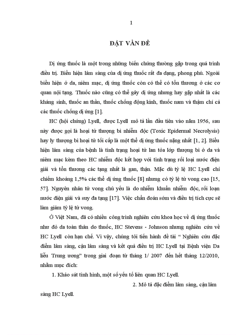 Nghiên cứu đặc điểm lâm sàng cận lâm sàng và kết quả điều trị HC Lyell tại Bệnh viện Da liễu Trung ương