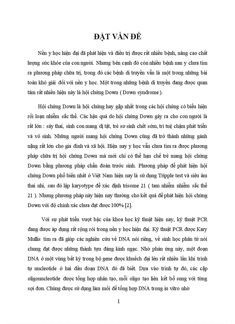 Chuẩn hóa kỹ thuật phân tích gene SOD1 ở tế bào ối bà mẹ mang thai nghi hội chứng Down