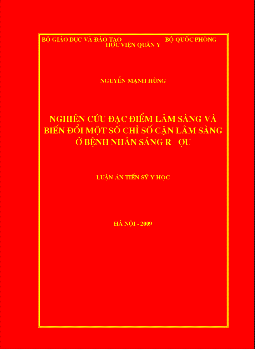 Nghiên cứu đặc điểm lâm sàng và biến đổi một số chỉ số cận lâm sàng ở bệnh nhân sảng rượu 1