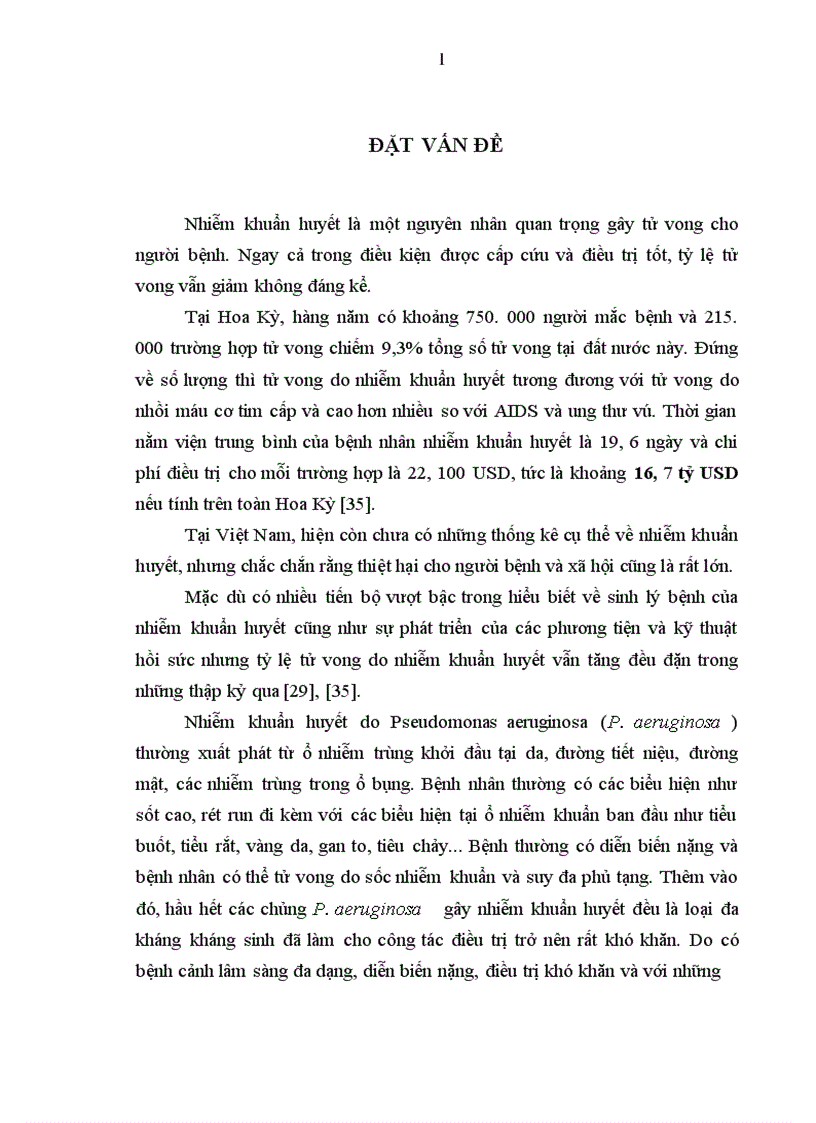 Đặc điểm lâm sàng và kết quả điều trị nhiễm khuẩn huyết do Pseudomonas aeruginosa tại Bệnh Viện Bạch Mai 2008 2011 1