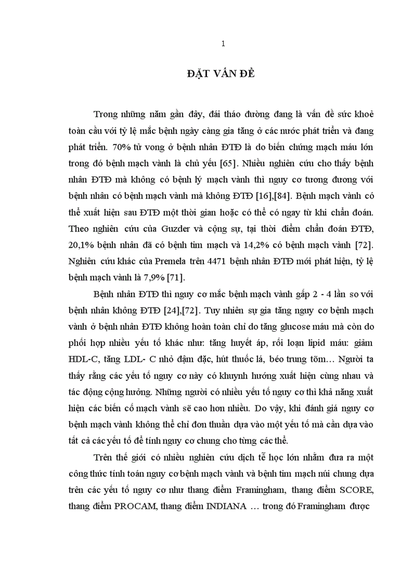 Nghiên cứu vai trò của thang điểm Framingham trong đánh giá nguy cơ bệnh mạch vành ở bệnh nhân ĐTĐ týp 2