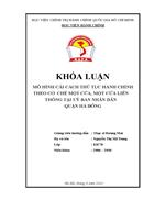 Mô hình cải cách thủ tục hành chính theo cơ chế một cửa, một cửa liên thông tại Uỷ ban nhân dân Quận Hà Đông