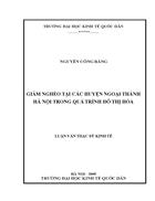 Giảm nghèo tại các huyện ngoại thành Hà Nội trong quá trình đô thị hóa