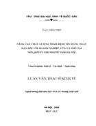 Nâng cao chất lượng thẩm định tín dụng ngắn hạn đối với doanh nghiệp vừa và nhỏ tại NHNo PTNT chi nhánh Nam Hà Nội