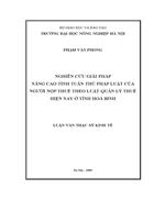 Nghiên cứu giải pháp nâng cao tính tuân thủ pháp luật của người nộp thuế theo luật Quản lý thuế hiện nay ở tỉnh Hoà Bình