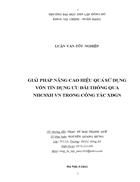 Giải pháp nâng cao hiệu quả sử dụng vốn tín dụng ưu đãi thông qua Ngân hàng Chính sách Xã hội Việt Nam trong công tác xóa đói giảm nghèo 1