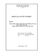 Giải pháp nhằm phát triển hoạt động cho vay xuất nhập khẩu tại Ngân hàng Ngoại thương Việt nam
