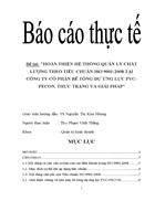 Hoàn thiện hệ thống quản lý chất lượng theo tiêu chuẩn iso 9001 2008 tại công ty cổ phần bê tông dự ứng lực pvc fecon thực trạng và giải pháp