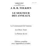 Seigneur des Anneaux Tome 1