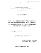 Vận dụng kế toán quản trị vào việc kiểm soát chất lượng toàn diện tại các doanh nghiệp sản xuất giày dép ở thành phố Hồ Chí Minh