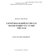 Lập kế hoạch khởi sự cho các doanh nghiệp vừa và nhỏ Việt Nam