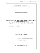 Hoàn thiện hệ thống kiểm soát hoạt động và kiểm soát quản lý tại công ty cổ phần kỹ nghệ lạnh