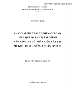 Các giải pháp tài chính nâng cao hiệu quả quản trị tài chính các công ty cổ phần niêm yết tại sở giao dịch chứng khoán Tp HCM