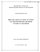 Hiệu quả quản lý đầu tư công tại thành phố Hồ Chí Minh vấn đề và giải pháp