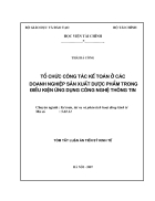 Tổ chức công tác kế toán ở các doanh nghiệp sản xuất dược phẩm trong điều kiện ứng dụng công nghệ thông tin