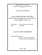 Hoàn thiện hệ thống chỉ tiêu phân tích tài chính tại Tổng công ty Hàng không Việt Nam