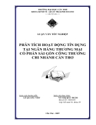 Phân tích hoạt động tín dụng tại Ngân hàng Thương Mại Cổ Phần Sài Gòn Công Thương chi nhánh Cần Thơ