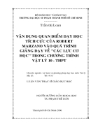 Vận dụng quan điểm dạy học tích cực của robert marzano vào quá trình giảng dạy về các lực cơ học trong chương trình vật lý 10 thpt