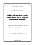 Quản lý vốn nhà nước tại các doanh nghiệp sau cổ phần hoá doanh nghiệp nhà nước